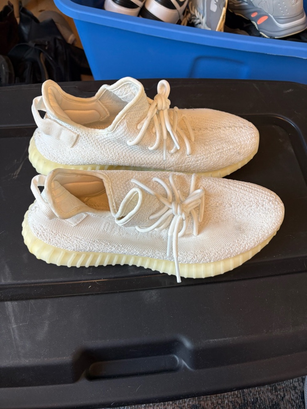 Authentic Adidas Yeezy Men's Athletic Lace-Up Sneakers in Cream